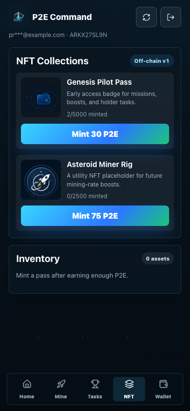 P2E Command off-chain NFT collections